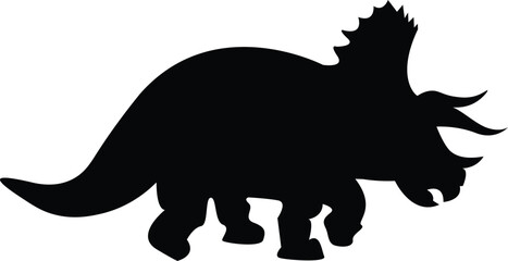 Black silhouette of a triceratops dinosaur isolated on white background © Amri Grafika