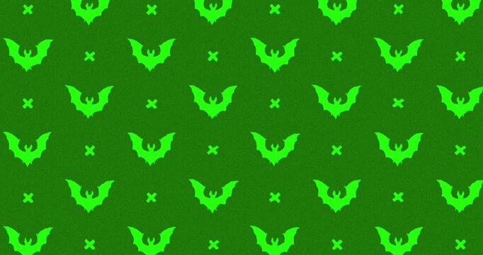 Bat Hand-Drawn Pattern dark green background