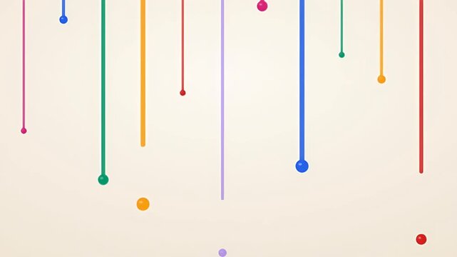 Dynamic abstract animated line graphs displaying vibrant colors and rhythmic vertical movements on a smooth pastel background for presentation use