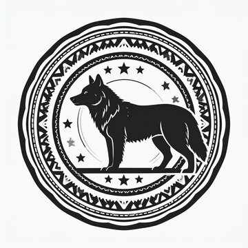 Black silhouette of eagle clutching arrows and olive branch.