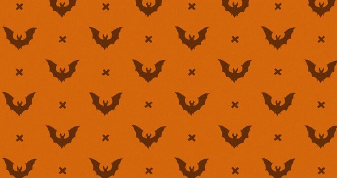 Bat Hand-Drawn Pattern orange background