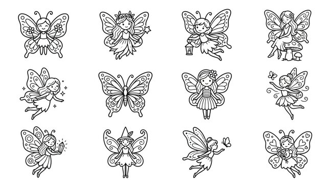 Cute Fairy Illustrations: Whimsical Butterfly Wings & Magic 