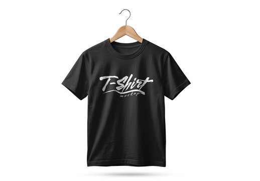 Black T-Shirt Mockup on Hanger