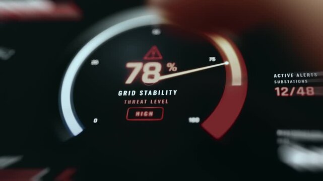 Grid Stability warning indicator displaying a high threat level at 78 percent