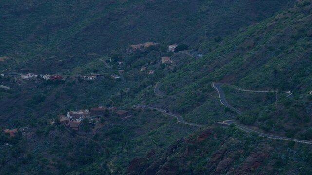 Masca village and road before dawn