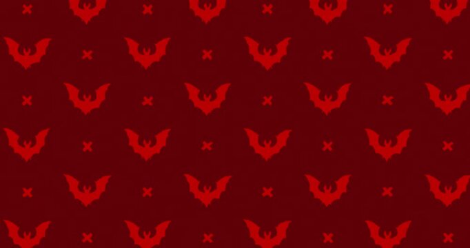 Bat Hand-Drawn Pattern dark red background
