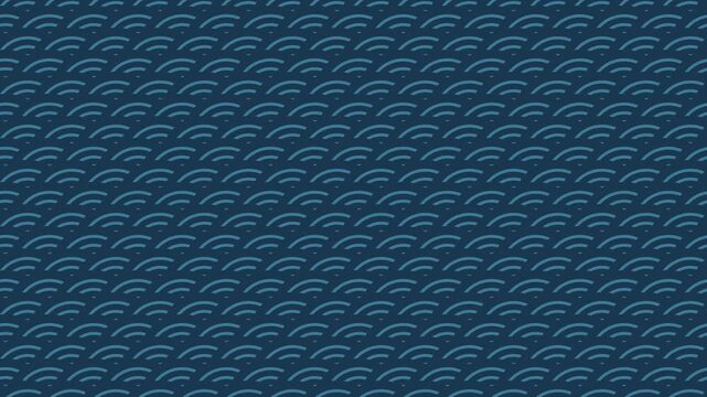 Blue japanese seigaiha wave pattern scrolling slowly, traditional seamless loop background
