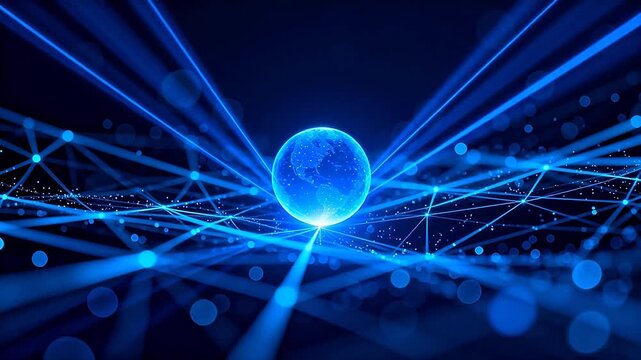 Blue sphere with network connections