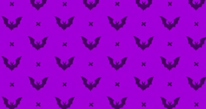 Bat Hand-Drawn Pattern purple background