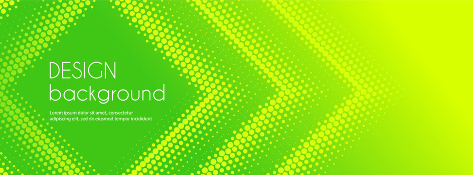 Abstract yellow green gradient background with halftone dotted arrows. Vector minimalist creative banner template for website
