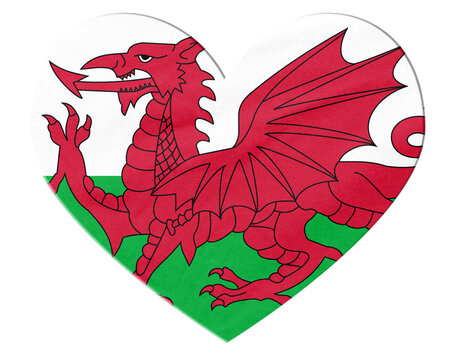 Wales national flag heart shape icon transparent