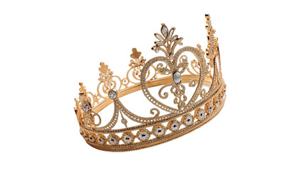 Elegant golden tiara crown royal success symbol isolated on transparent background © novikova-png