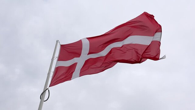 Denmark national flag waving in slow motion