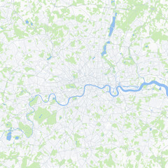 Fototapeta premium Minimal vector city map of London with streets, parks and River Thames