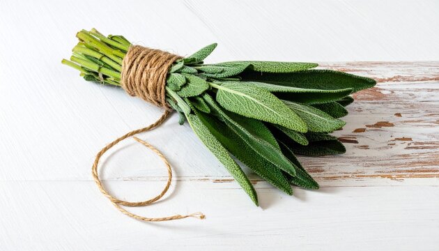 Fresh green leafy vegetable with wooden spoon on white background.