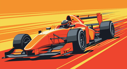 Dynamic Formula Race Car Vector Illustration Design Featuring High Speed Motion Blur Effect Against A Vibrant Abstract Gradient Background 27 © Purnomo Semlirick