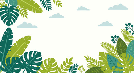 Tropical jungle leaves vector illustration design background featuring vibrant green exotic foliage for creative nature themed art projects © Purnomo Semlirick