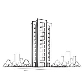 Obraz premium Abstract sketch high-rise building, doodles