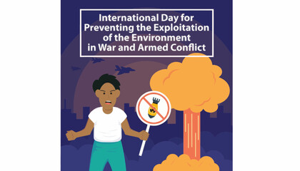 Fototapeta premium International day for preventing the exploitation of the environment in war and armed conflict
