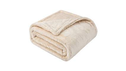 Soft folded beige fleece blanket cozy bedding isolated on transparent background © novator-png
