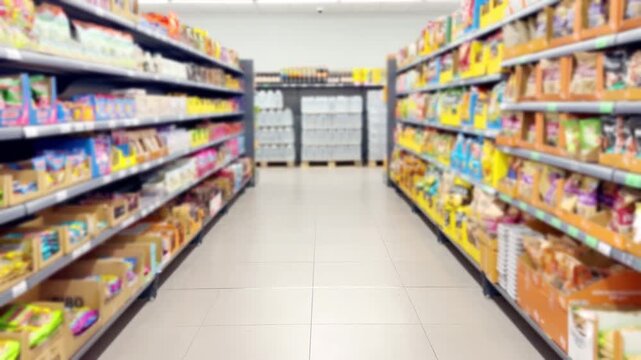 Moving Along the Shelves in a Grocery Store.