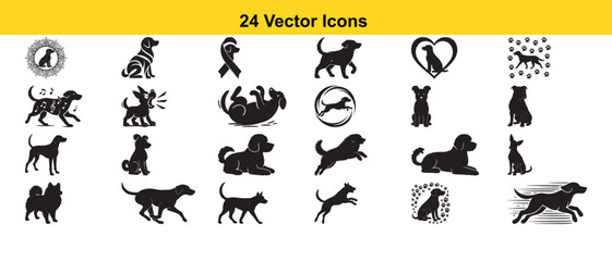 Fototapeta premium Collection of twenty four black vector animal and nature icons