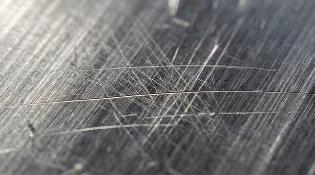 Brushed titanium surface with fine scratch patt background, close-up macro detail shot, variation A