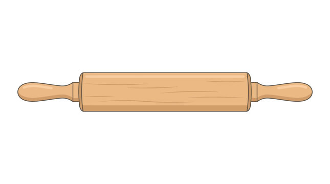 Cartoon wooden rolling pin on a white background