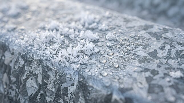 Galvanized metal surface with frost condensatio background, close-up macro detail shot, variation B