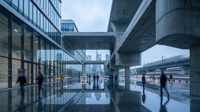 Urban Transit Hub With Modern Architecture and Movement