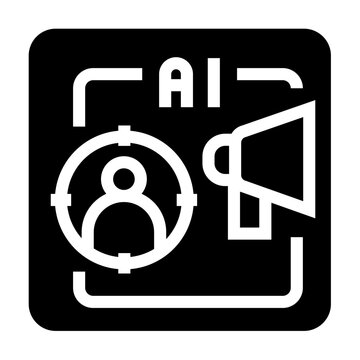 Smart ad targeting black line icon for digital and print projects.