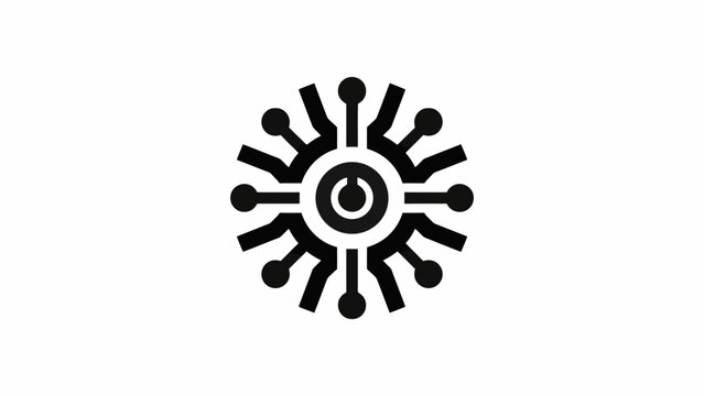 Radial circuit board icon with central processor symbol
