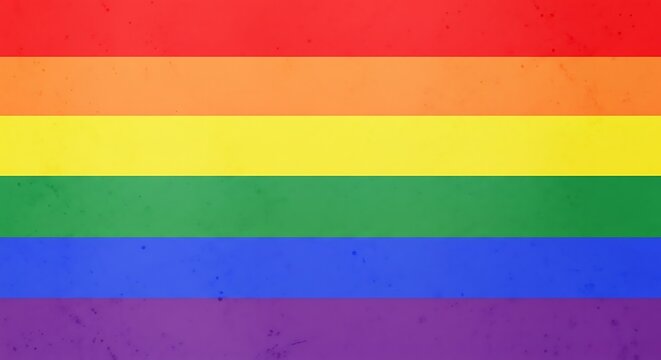 Bright rainbow flag with a subtle grunge texture background representing pride and equality for the LGBTQ community