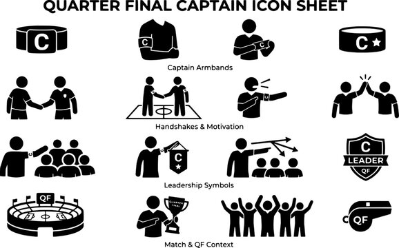 Black captain icons for leadership and teamwork