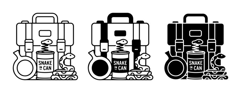 Snake in a Can Prank Set, Vintage Toy Iconography, Retro Surprise Elements