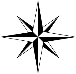 Black and white eight point compass rose star vector illustration isolated on white background nautical wind rose geometric symbol icon © Rafat_Stock