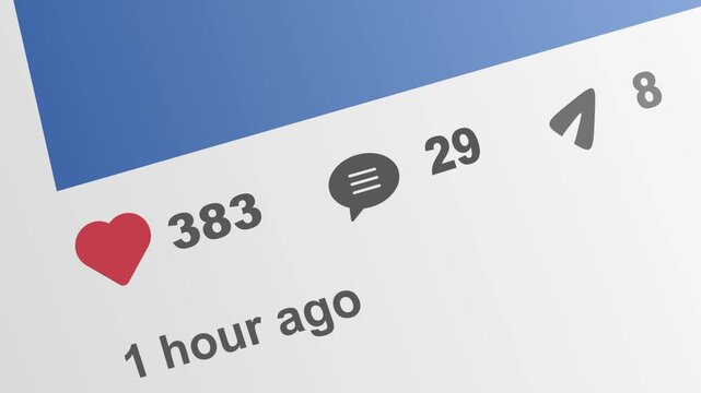 Giving likes, comments, or share a post on a social media app on a smartphone