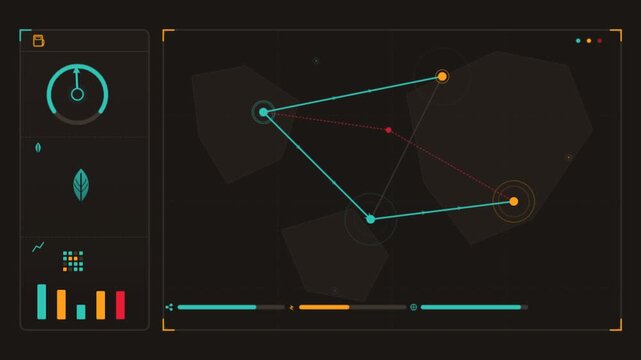 sci-fi HUD interface dashboard, futuristic digital design, advanced data visualization, interactive maps and charts