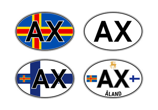 Aland Islands, oval international vehicle registration code license plate sticker, vector illustration