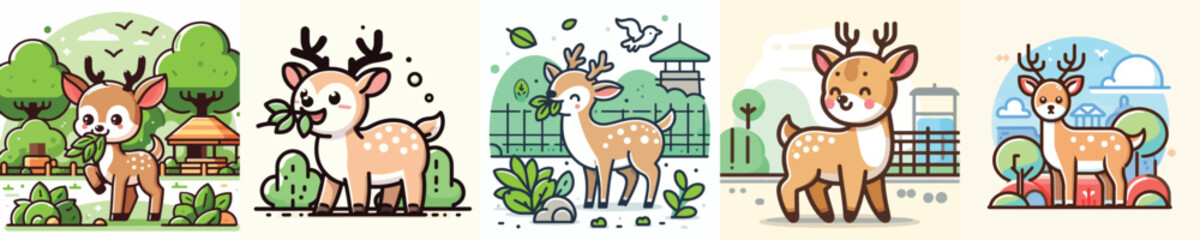 Naklejka premium Vector set of a deer
