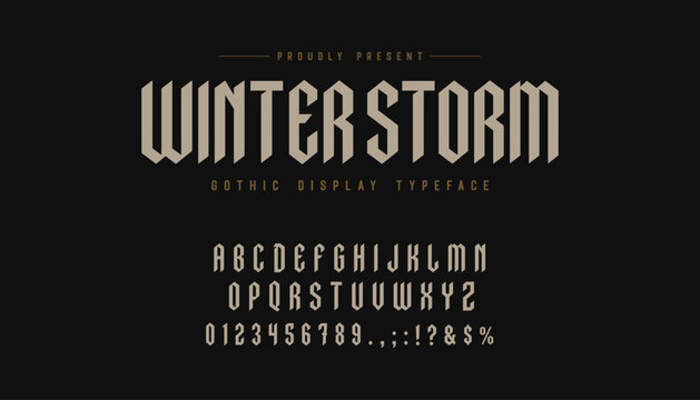 Modern gothic font alphabet for gaming and sports branding