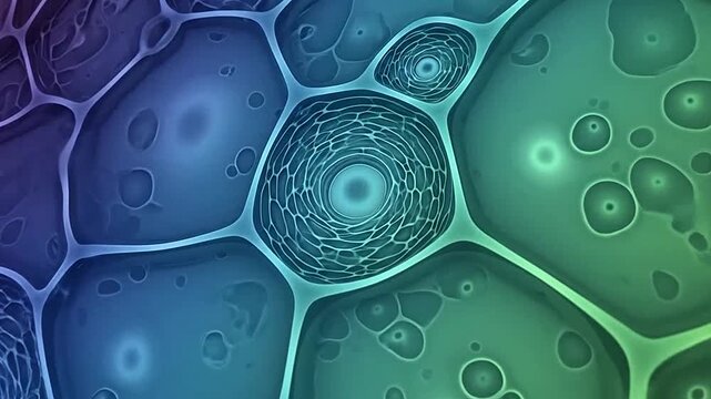 Abstract background featuring a vibrant gradient of interconnected organic cellular structures