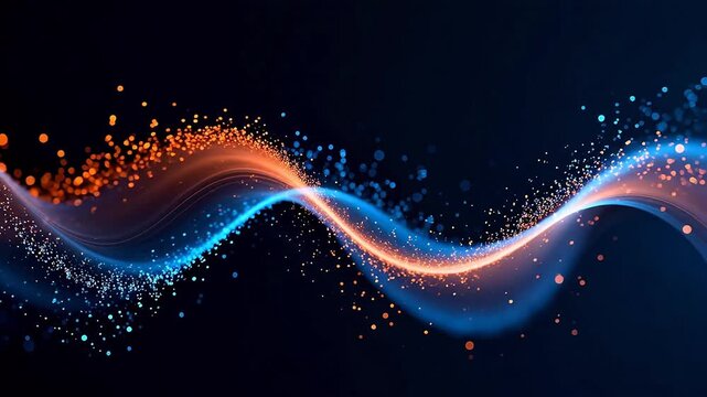 Abstract wave of glowing particles