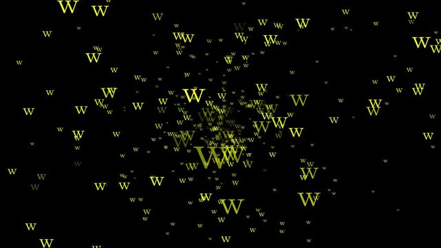 A multitude of the letter W looming toward the viewer alpha channel