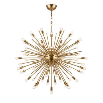 Grand golden sputnik burst multi bulb pendant chandelier