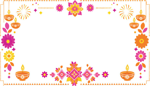Diwali festival of lights rangoli floral border.