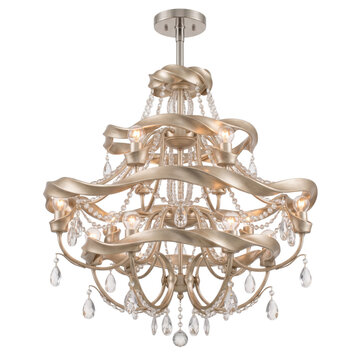 Elegant luxury champagne gold ribbon crystal chandelier