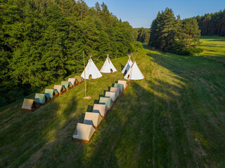 Glamping tents and teepees at summer camp in Radejov © Richard Semik