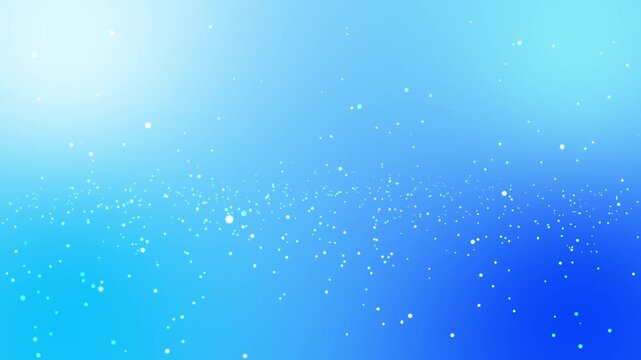 Abstract blue gradient background with glowing white dust particles and floating bokeh lights in sky cyan and navy blue colors for digital backdrops and presentation designs