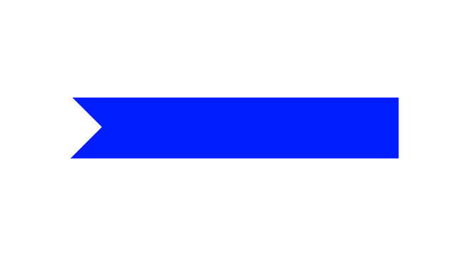 Blue minimalist horizontal swallowtail ribbon banner silhouette vector icon